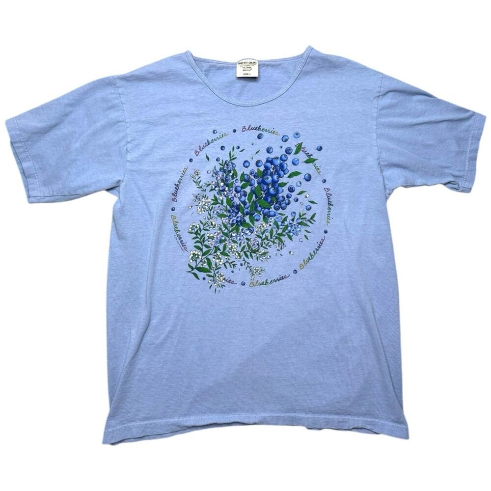 Vintage 90s Y2K Comfort Colors Blueberries Graphic T-Shirt